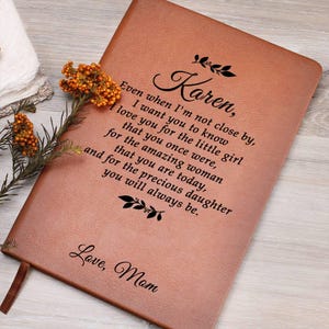 Personalized Leather Journal for Daughter from Mom, Custom Engraved Journal, Sentimental Keepsake Birthday, Graduation, Christmas Present