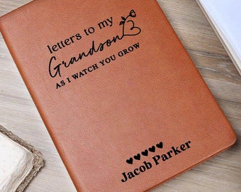 Letters to My Grandson Journal, Personalized Leather Notebook, Memory Book for Grandson, Custom Gift from Grandma, Grandma Keepsake