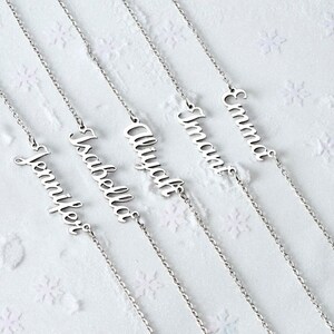 Personalized Name Necklace in Silver, Custom Script Nameplate Jewelry Gift for Women, Bridesmaids, Birthday, Christmas, Anniversary
