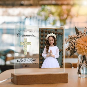Personalized First Holy Communion Gift, Custom Acrylic Plaque with Photo, Name and Date, Religious Keepsake for Boys & Girls, Custom Gift