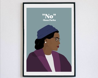 Rosa Parks Portrait with Quote “No” - Poster Instant Download