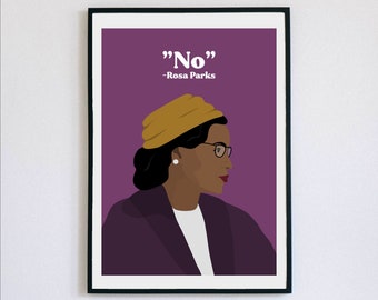 Rosa Parks Portrait with Quote “No” - Poster Instant Download