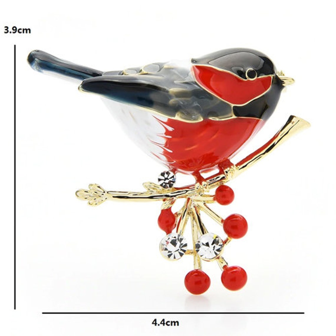 Vintage Style New Red Robin Enamel Crystal Brooch Gift UK SELLER Etsy UK