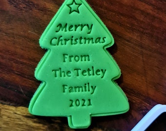 Personalised Custom Christmas Tree Cookie Cutter 3D Printed Stamp Embosser set