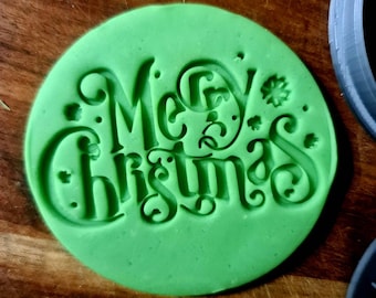 Merry Christmas Cookie Cutter and stamp set 3D printed