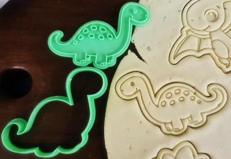 Cute Dinosaur Cookie Cutters and Stamps 3D Printed Etsy