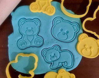 3D Printed Teddy Bear Cookie Cutter and Stamp Set