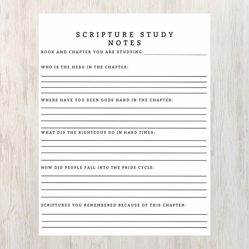 Printable Scripture Study Notes: Bible Journal (digital Download) - Etsy