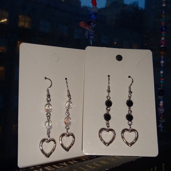 Beaded Heart Drop Earrings