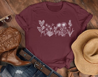 Wildflower T-shirt, Wild Flowers Shirt, Floral Tee, Gift for Women, Flower Lovers