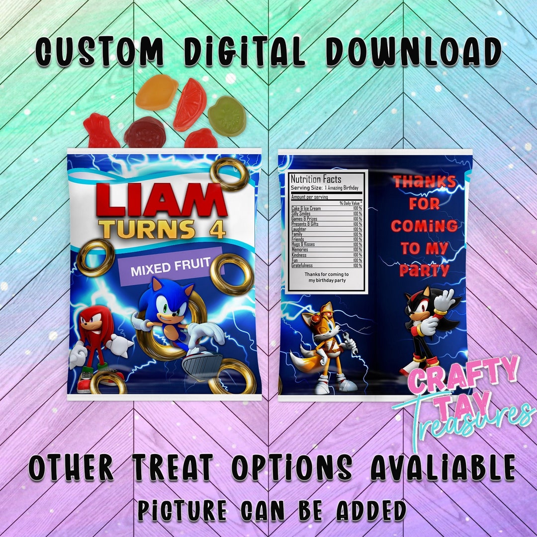 Sonic Fruit Snack Download Sonic Printable Chip Bag Etsy