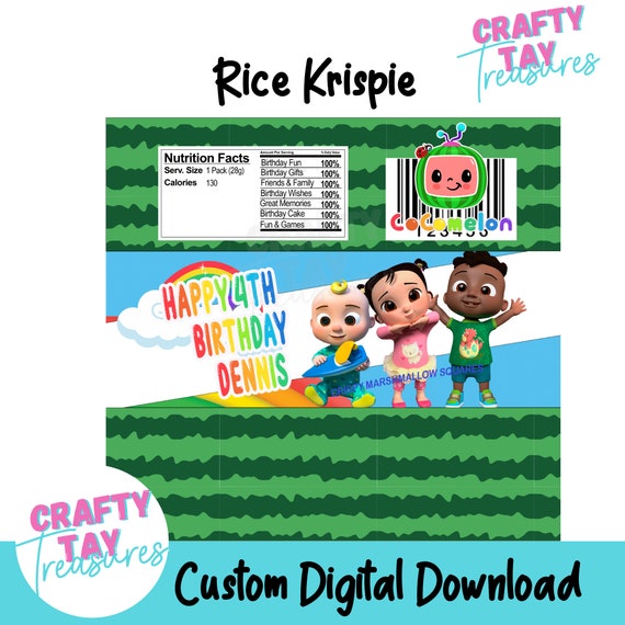 Cocomelon Rice Krispie Treat Printable Kids Birthday Party | Etsy