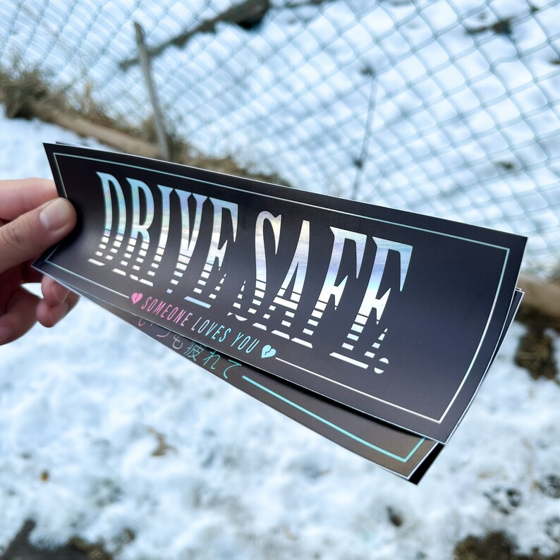 DRIVE SAFE Slap Sticker JDM Anime Car Holographic Light Reflective ...