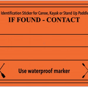If Found Contact Vessel Identification Decal Sticker Kayak Canoe