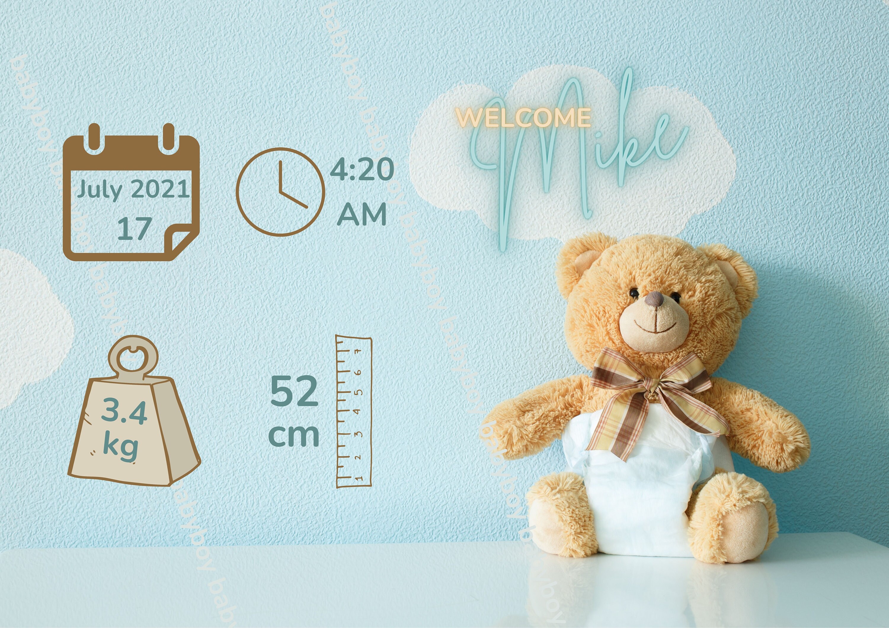 Personalized Newborn Baby Poster PRINTABLE Etsy