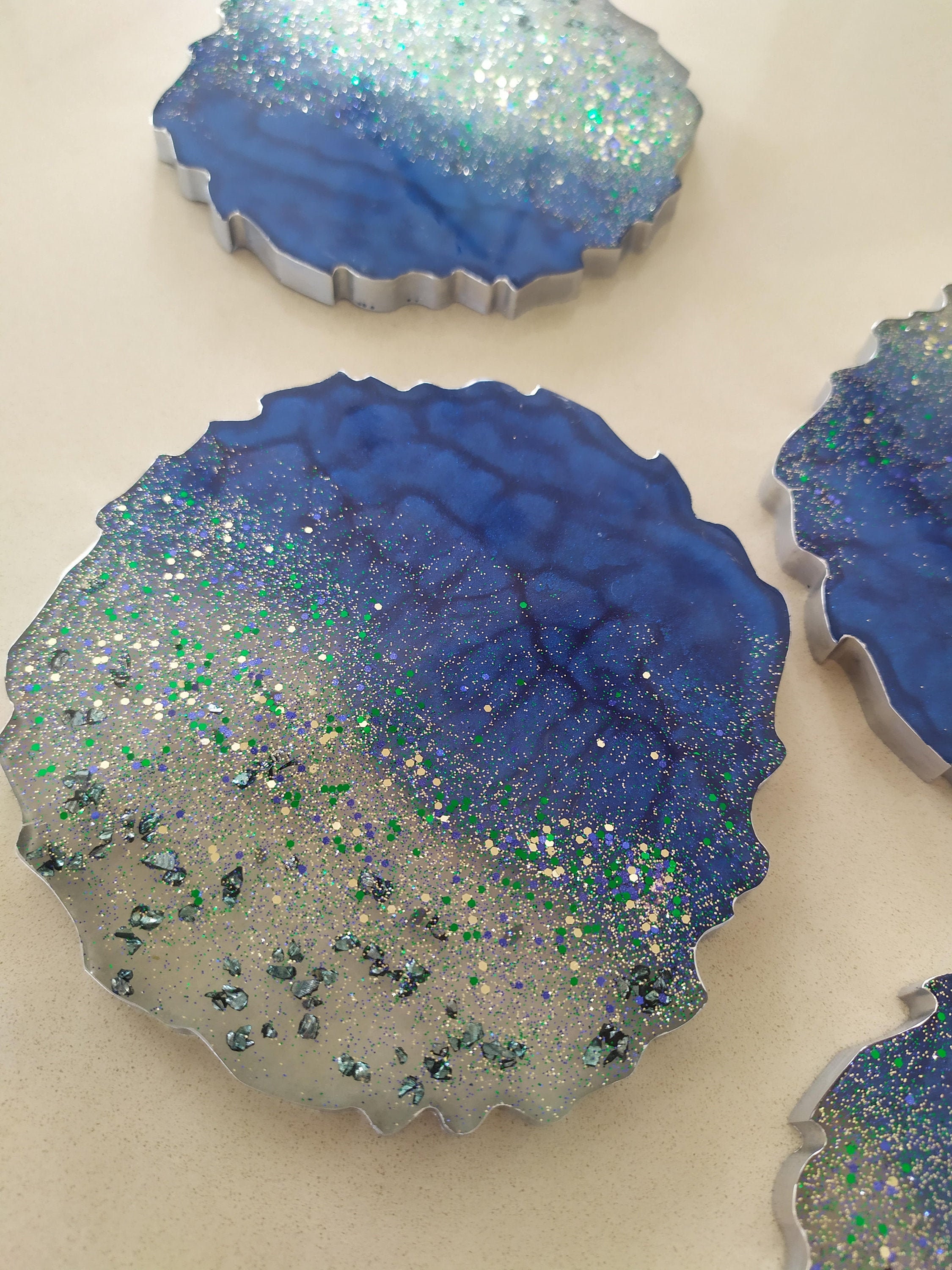 Navy Blue Epoxy Resin Coasters Etsy