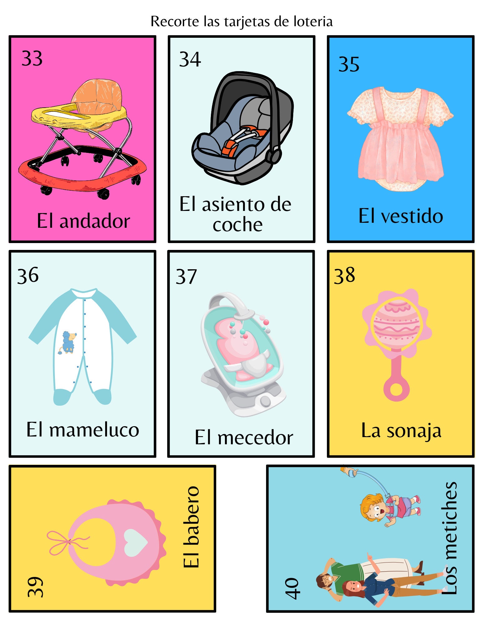 Mexican Baby Shower Loteria Game Instant Download Baby Edition Juego De ...