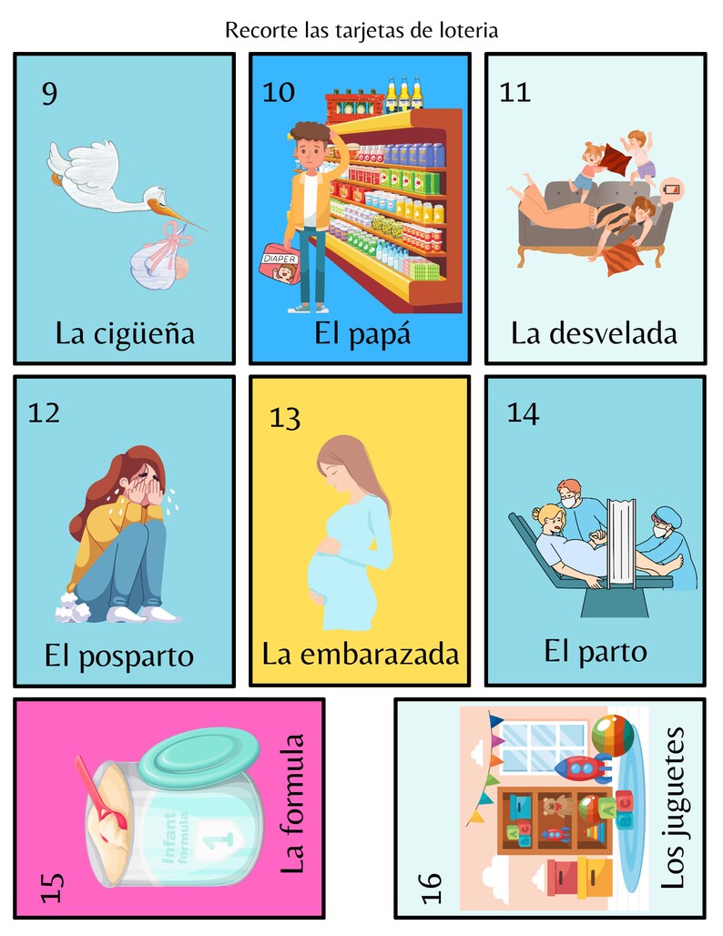 Mexican Baby Shower Loteria Game Instant Download Baby Edition Juego De ...