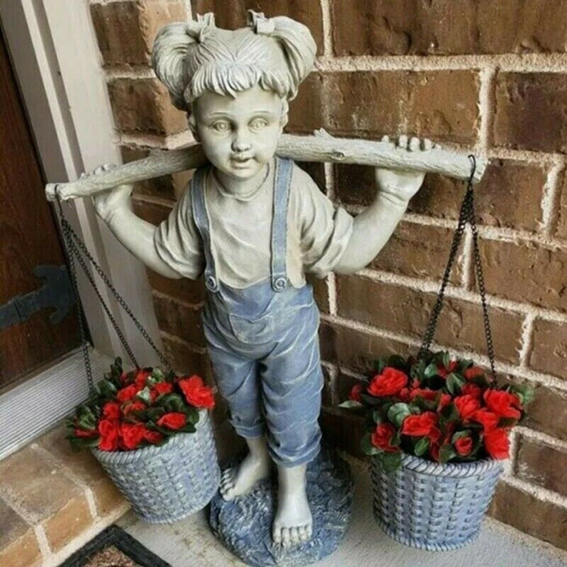Garden Figure Lawn Statue DIY Resin Girl Statue Flower Pot Etsy