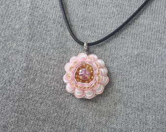 Pink Flower Pendant, Handmade Jewelry