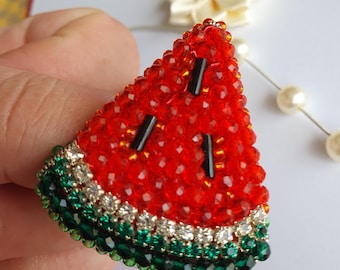 Watermelon Brooch, Fruit Jewelry, Handmade