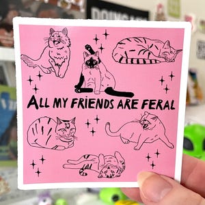 All My Friends Are Feral Waterproof Vinyl Sticker