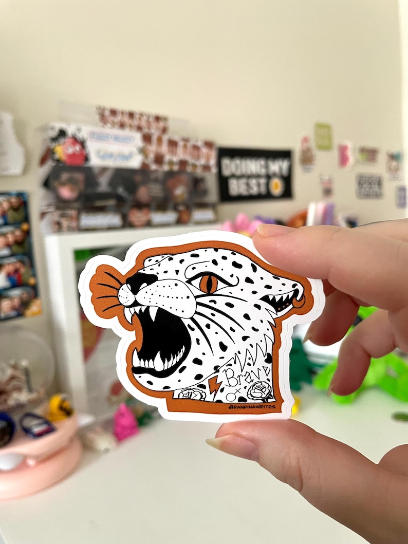 Brave Leopard Waterproof Vinyl Sticker - Etsy