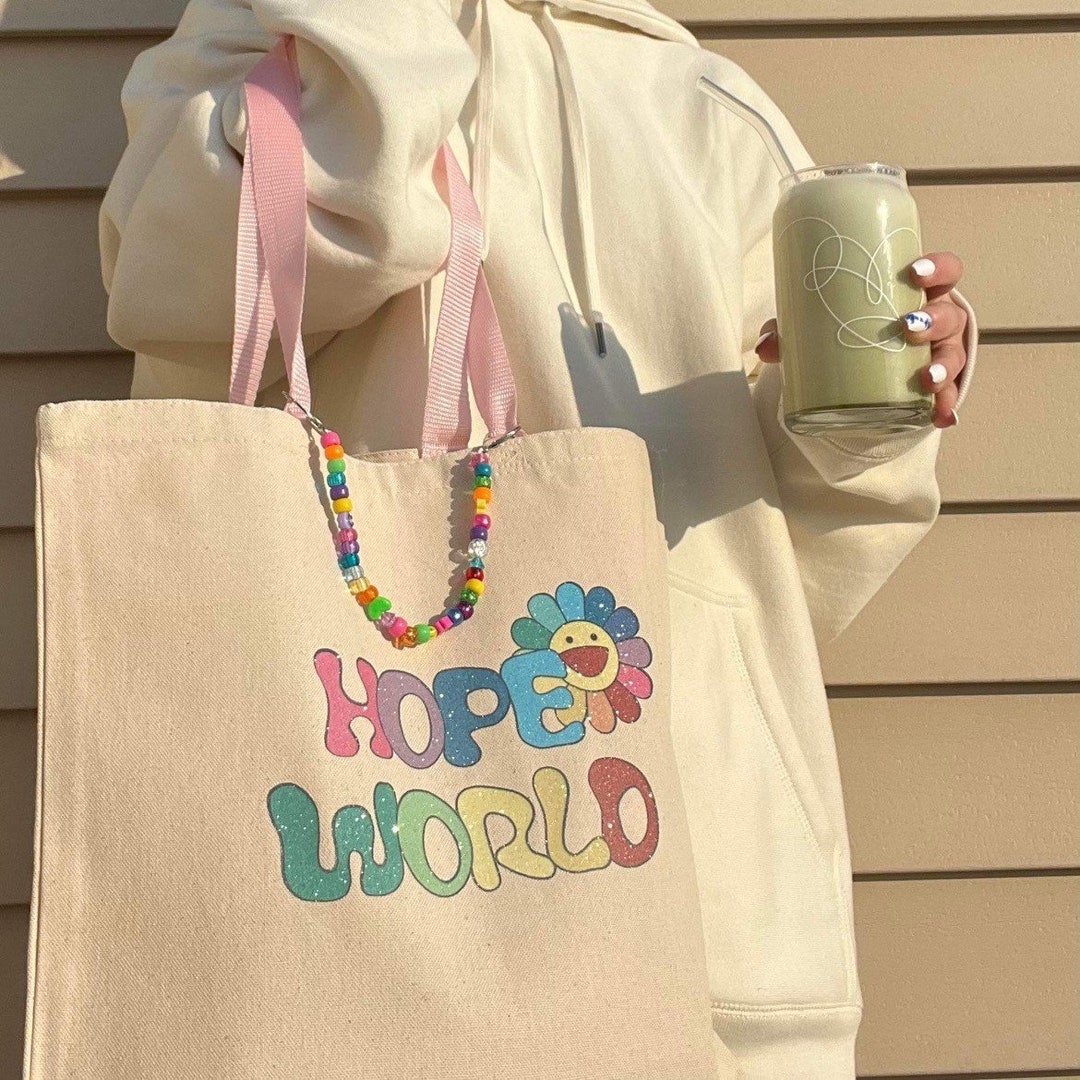 Hope World Tote Bag Removable Beaded Chain BTS J-hope Hobi Hobicore ...