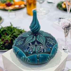 Handcrafted Ceramic Turquoise Sugar Bowl – Unique Mother&#39;s Day Gift 2025 – Decorative Hand-Painted Sugar Pot for Home Decor
