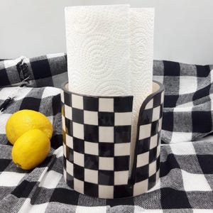 Porta-toalhas de papel de cerâmica feito à mão – Decoração de cozinha moderna e minimalista, organizador de bancada estiloso, ideia de presente única