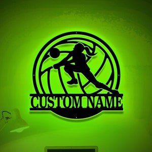 Custom Girl Volleyball Metal Sign Led Light, Volleyball Player Name Sign, Birthday Gift for Daughter, Volleyball Gifts for Her, Mother's Day