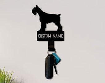 Porte-clés Schnauzer miniature, porte-clés en métal pour mur, porte-clés pour chien, porte-clés, porte-clés, cintre pour laisse de chien, cadeau pour amoureux des animaux de compagnie, décoration murale