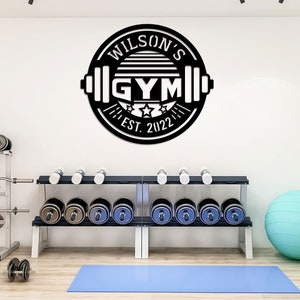 Custom Home Gym Sign with Led Lights, Gym Metal Wall Decor, Workout Room Decor, Father&#39;s Day Gift, Fitness Metal Art, Weightlifting Sign