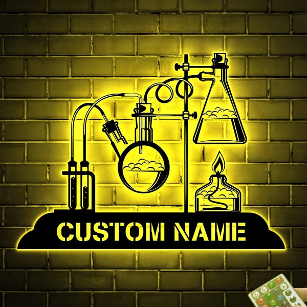 Custom Chemistry Teacher Metal Sign with Led Light, Science Teacher Sign, Chemist Name Sign, Science Home Decor, Chemistry Lover Laboratory