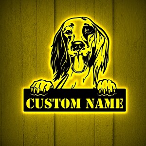 Custom English Setter Dog Metal Sign with Led Lights, English Setter Dog Gift, Gift for Lover Dog, Dog Name Sign, English Setter Dog Decor
