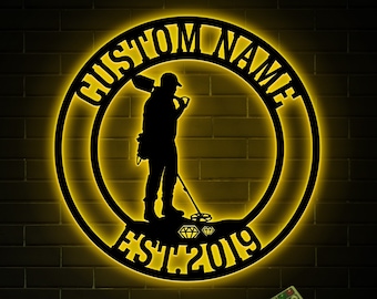 Custom Metal Detecting Sign with LED, Detectorist Gift