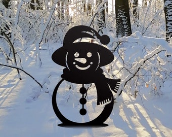 Christmas Snowman Stake Outdoor Decor, Christmas Outdoor Decoration, Snow Man Gift, Winter Yard Art, Lawn Decor, Snowman Garden Stake