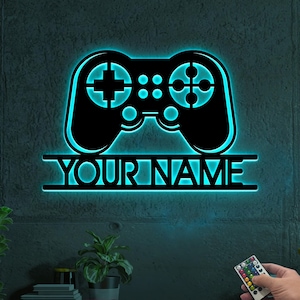 Personalized Game Room Sign With Lights, Custom Gamer Sign, Gaming Room Decor, Video Game Home Decor, Gift For Gamer, Boyfriend Gifts