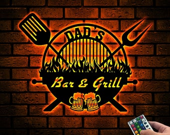 Custom Bar & Grill Sign, LED Light, Home Decor