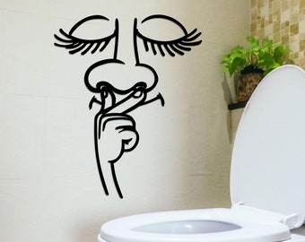 Funny Metal Toilet Sign with LED Light, Minimalist Line Art Restroom Decor