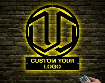 Custom Logo Metal Wall Art With Led Lights, Personalized Logo Art Sign, Custom Company Logo, Metal Wall Decor, Door Hanging, Company Gift