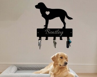 WOOF (sm) Key Rack Hanger/ Leash Hooks - Metal - 6 Inches Wide