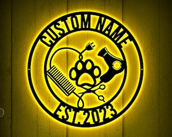 Custom Dog Grooming LED Sign, Pet Salon Decor