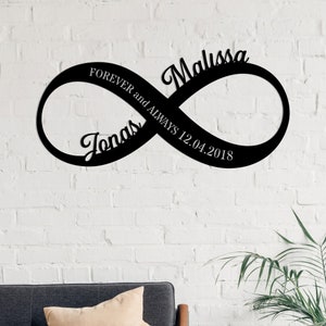 Personalized Metal Infinity Sign, Infinity Sign, Custom Infinity Metal Sign, Infinity Sign Name, newlywed gift,Anniversary Wedding Date Sign