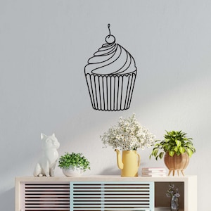 Cupcake Metal Wall Art, Metal Kitchen Decor, Bakery Decor, Birthday Party Wall Decor, Cup Cake Gift, Food Lover Gift, Dining Room Decor