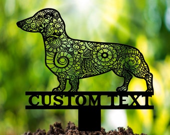 Dachshund Mandala Garden Stake Metal, Dachshund Zentangle Metal Yard Art, Dachshund Lover Gift Dog Garden Sign Outdoor Decor Dachshund Stake