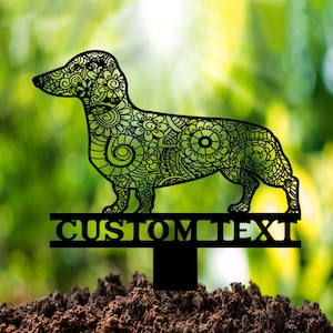 Dachshund Mandala Garden Stake Metal, Dachshund Zentangle Metal Yard Art, Dachshund Lover Gift Dog Garden Sign Outdoor Decor Dachshund Stake