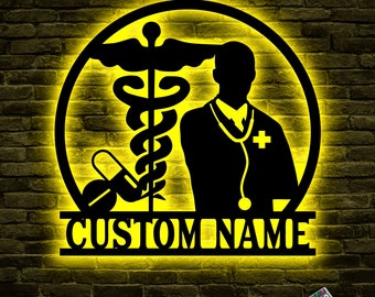 Customizable Pharmacist LED Metal Sign, Apothecary Decor