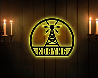 Custom Ham Radio Call Sign LED Light, Ham Shack Decor