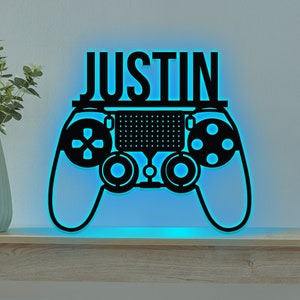 Personalized Gamer Name Sign, Custom Game Room Metal Wall Art With LED Lights, Video Game Outdoor Home Decor, Decoration For Living Room